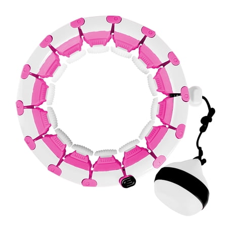 DOTSOG Weighted Intelligent Hula Hoop for Adults Beginners Won‘t Fall, Abdomen Fitness Increase Beauty, Fit Ness Weight Loss and Massage, 24 Knots Detachable,Pink