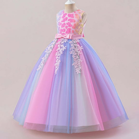 Summer Dress Girls' Princess Tutu Dress With Rainbow Flower Girl Birthday Tutu Dress For Stage Performance & Christening Playwear Hawaiian Dresses