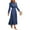 Grey Blue, variant on Women's Spring Fall Midi Dress Casual Long Sleeve V Neck Swiss Dot Pleated A Line Flowy Dresses