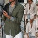thumbnail image 4 of Vintage Cotton Linen Shirt Men Casual Long Sleeve Oversize Tops V Neck Boho Style Mens Shirts Men's Breathable T-shirt Plus Size, 4 of 5