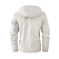 thumbnail image 6 of Men's Waterproof Hooded Jacket, Windproof Outdoor Work Coat with Multi-Pockets, Detachable Hood Casual Spring Fall Windbreaker Beige, 6 of 9