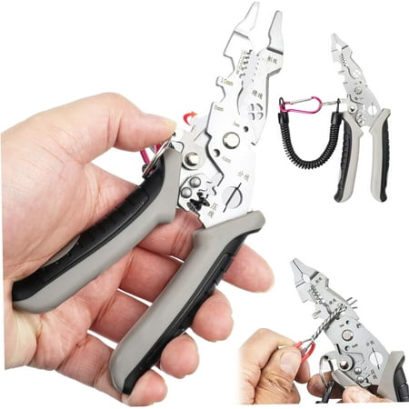 

T-T Wire Cutters Wire Stripper Professional Multifunctional Wire Crimper Ergonomic Wire Cutters with Lanyard Bent Manganese Steel Non-slip Sharp Electrical Tools-0
