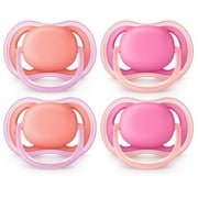 Philips Avent Ultra Air Pacifier, 6-18 Months, Pink/Peach, 4 Pack, SCF245/42