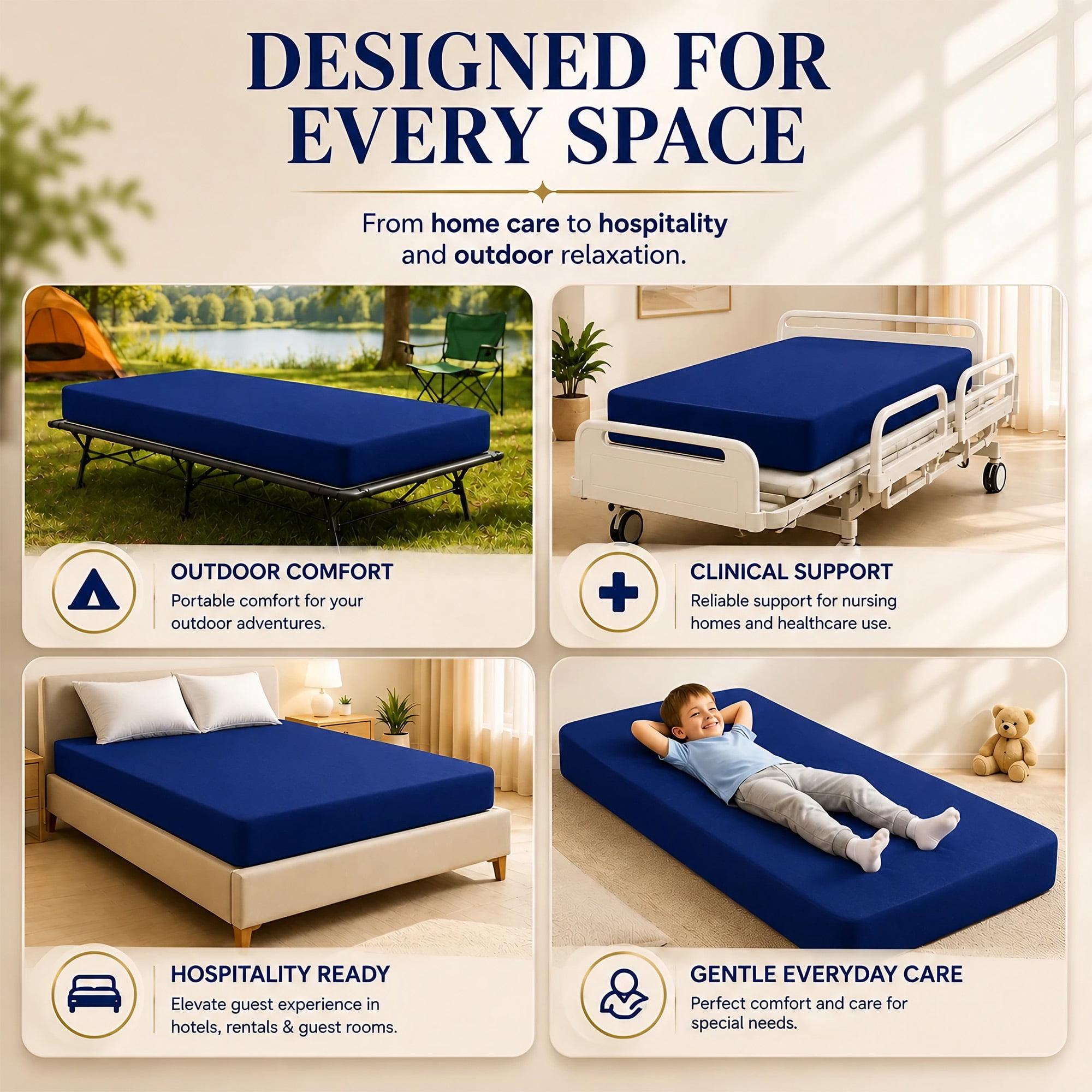 Continental Sleep, 9-Inch Medium Firm Water Resistance Nylon Vinyl Foam Mattress, Noiseless, Soft Cloud Feeling, Body Heat Reflection, Good for Hospital and Camp, Twin, Blue