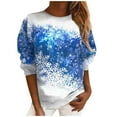 thumbnail image 2 of jsaierl Christmas Sweatshirts for Women Round Neck Long Sleeve Shirts Snowflake Print Tops Workout Casual Fall Blouse Tee Pullover Christmas Gifts for Teen Girls, 2 of 6