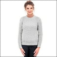 thumbnail image 2 of Irish Sweater for Women 100% Merino Wool Ribbed Collar Cable Knit Aran Pullover, 2 of 2