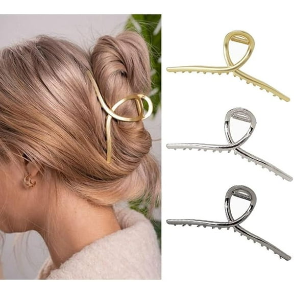 Long Claw Clips for Women Thick Hair 5.1" Big Metal Gold Hair Clips for Girls Large Hair Accessories 3 Pcs