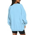 thumbnail image 3 of ORUYROP Chandails en Molleton Surdimensionnés pour Femmes Manches Longues Col Rond Chandail Décontracté Ample Couleur Unie Polaire Tops Pulls, 3 of 7