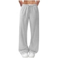 thumbnail image 6 of Women Wide Leg Sweatpants High Waisted Baggy Drawstring Sweatpants Straight Leg Solid Casual Cargo Pants with Pocket, 6 of 6