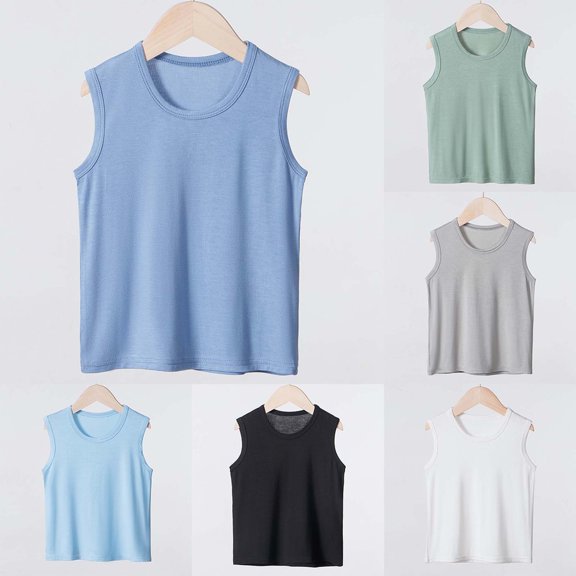 RTKFRFLM Kids' Summer Tank Top Sleeveless Sleepwear for Boys and Girls Thin Breathable Cotton Comfortable Home Lounge Wear for Toddlers Ages 2-16 Years