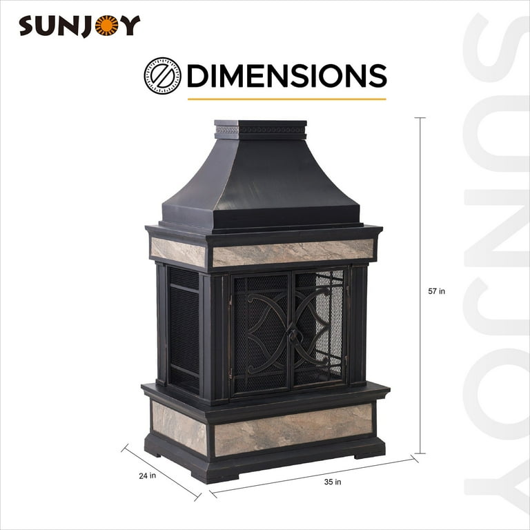 Sunjoy Cole Wood Burning Fireplace - Black Sunjoy Cole Wood Burning Fireplace - Black