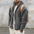 thumbnail image 2 of WTOBBY Men's Casual Loose Double-Faced Fleece Jacket, Solid Color Zipper Hooded Plush Warm Coat for Winter, Soft and Lightweight for Daily and Outdoor Activities,Dark Gray 2XL, 2 of 5