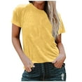 thumbnail image 2 of LADIGASU Women's Round Neck Short Sleeve Loose Solid Color T Shirt Tunic Summer Shirt Blouse, 2 of 6