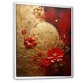 thumbnail image 2 of Designart "Floral Japanese Tiles in Gold and Red II" Abstract Framed Wall Art - Modern Red Abstract Botanicals Entryway Framed Wall Art Print, 2 of 6