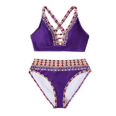 Divhosrg High Waisted Bathing Suit for Women Shorts  Bikini Sets for Women Cheeky Bottoms  Womens Bathing Suit  Womens Swimsuits Tankini Separates  Purple Swimsuits for Women 2 Piece S