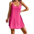 thumbnail image 2 of HAOTAGS Womens 2024 Summer Dresses Solid Color Casual Sleeveless Above Knee Loose Fit Dress Hot Pink Size L, 2 of 8