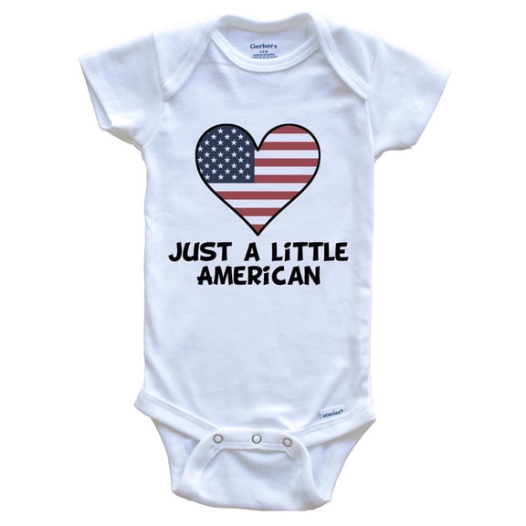 Just A Little American Baby Bodysuit - Funny United States Flag Baby Bodysuit, 0-3 Months White
