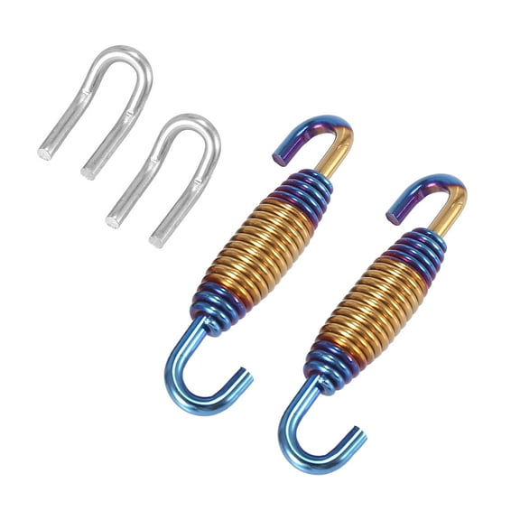 34mm 1.34" Motorcycle Exhaust Pipe Spring Set with Hooks Stainless Steel Mounting Springs Yellow Blue