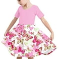 thumbnail image 6 of Spazoro Kids Girls A Line Dresses, Butterfly Print Stretchy Wrinkle Short Sleeve New Style Princess Dress for Child Girls Pink Size 13 T, 6 of 7