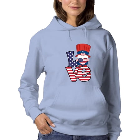 Gnome Usa Love Hoodie Women -Image by Shutterstock Female Small