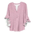 thumbnail image 4 of TODOZO 3/4 Sleeve T Shirts for Women Tunic Tops Loose Fit Shirts Solid Basic Tops Womens Tops 3/4 Length Sleeves Floral Shirts Flowy Ruffle Sleeve Tops Half Button Down Shirt Summer V Neck Blouse, 4 of 4
