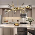thumbnail image 6 of GMizon Sputnik 24-Light Chandelier Modern Gold Pendant Light Gray Glass Ceiling Fixture, 6 of 12