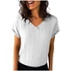 thumbnail image 1 of Mujeres Manga Larga Tops Moda Color Sólido Blusa de Lino con Botones Decorativos Y Rayas Cuello Redondo, Casual 3/4 Manga Tee para la Primavera Trajes Diarios, 1 of 6