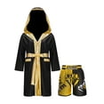 thumbnail image 1 of Fldy Tenues de Boxe pour Garçons, Ensemble Robe à Capuche en Satin Métallique et Shorts, Robe de Fête Déguisement B4 12, 1 of 5
