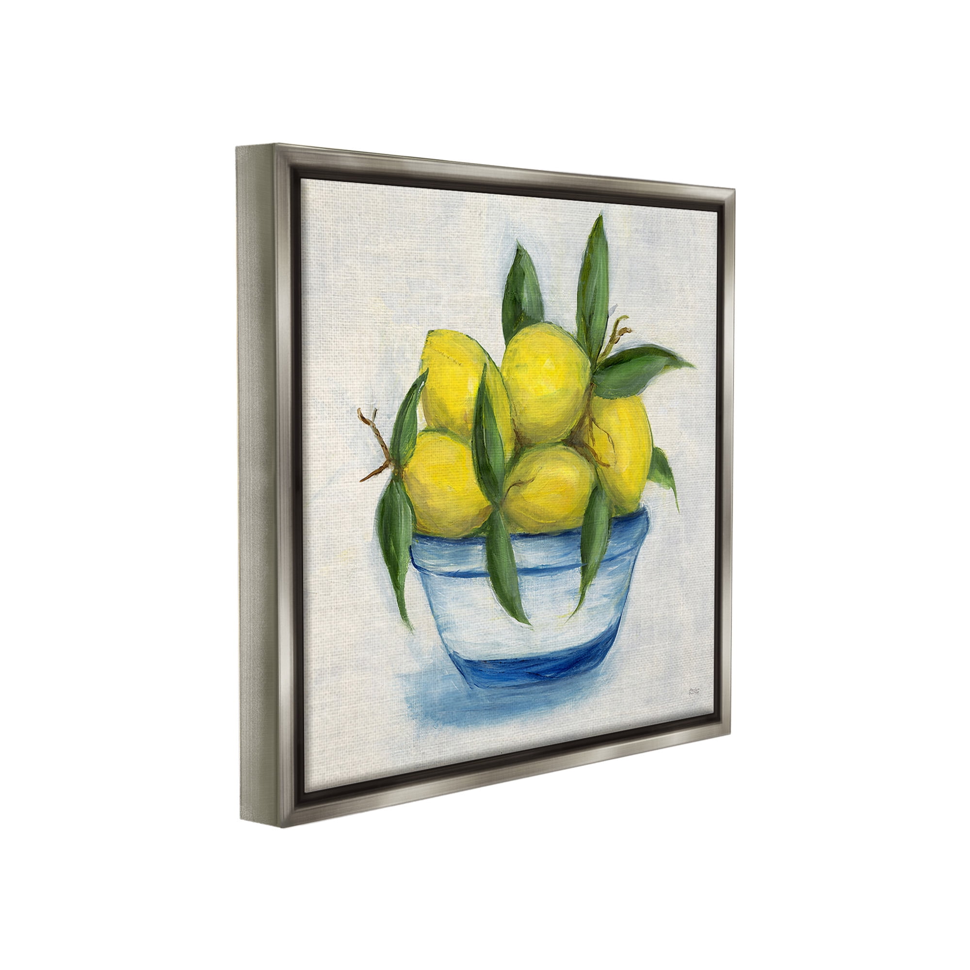 Stupell Industries Traditional Lemons Painting Food & Beverage Painting Gray Floater Framed Canvas Art Print Wall Art, 25 x 25