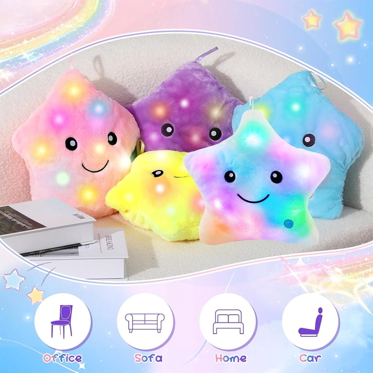 Rirool 14 Inch Blue Light Up Star Plush Pillow photo 3