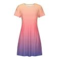 thumbnail image 5 of Diufon Plus Size Dresses for Women Gradient Printed Dress Crewneck Short Sleeve Dress with Pockets, 5 of 5
