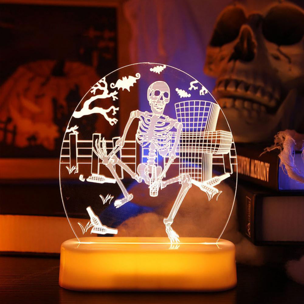 Halloween Flash Skull Grimace LED Lantern Night Light Lamp Decoration Fashion 