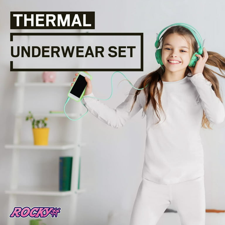 Rocky Girls Thermal Underwear Top & Bottom Set Long Johns for Kids, Heart  Design XXS