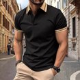thumbnail image 3 of Mens Shirts Short Sleeve, Mens Fashion Color Block Shirts Casual Short Sleeve T Shirt Striped Lightweight Comfy Golf Shirts Summer Tops, 3 of 4