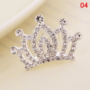 White Mini Tiara Crown Headband For Kids - Flower Girl Wedding Prom Princess