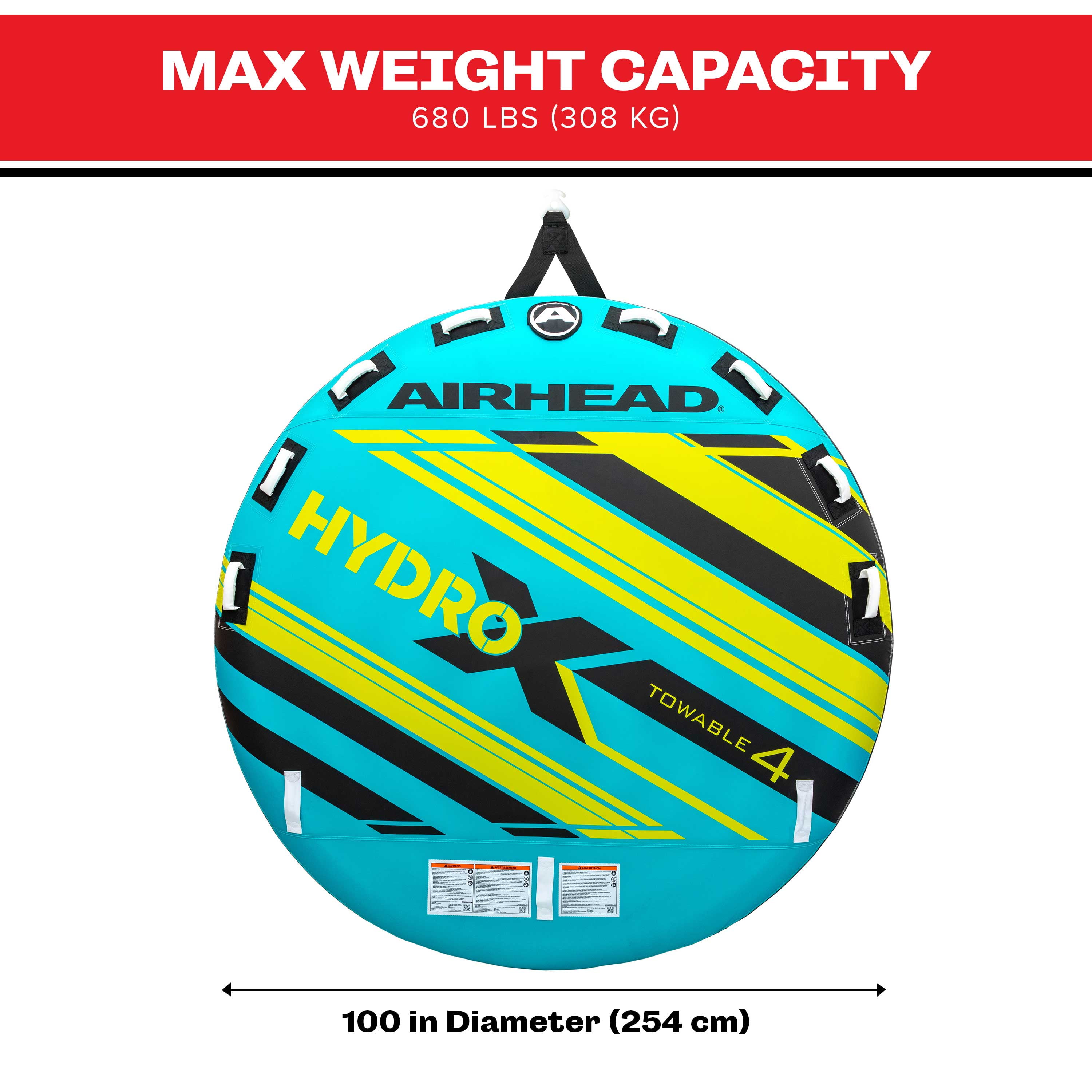 Airhead Hydro-X 4 Person Towable Tube, 690 lbs Max Weight