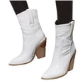 thumbnail image 3 of Fashion Womens Leather Non-Slip Wedges Shoes Pointed Toe Cowboy Ankle Booties, 3 of 6