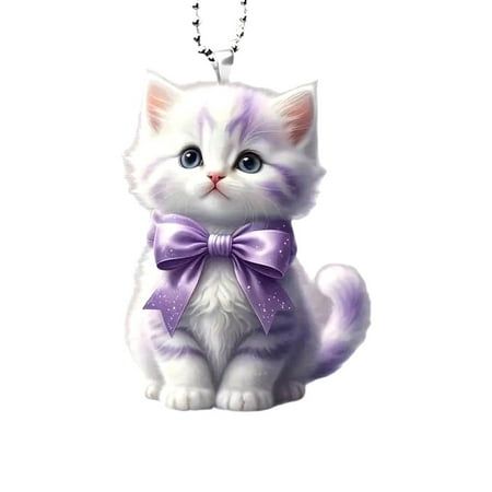 VIVIDCRAFT 17 New Acrylic Flat Personality Creative Cat Decoration Pendant Car Rearview Mirror Key Decoration Pendant