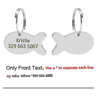 Collar de gato personalizado con campana, collares de gatito personalizados, collar grabado gratis, etiqueta de identificación de pez, placa con nombre