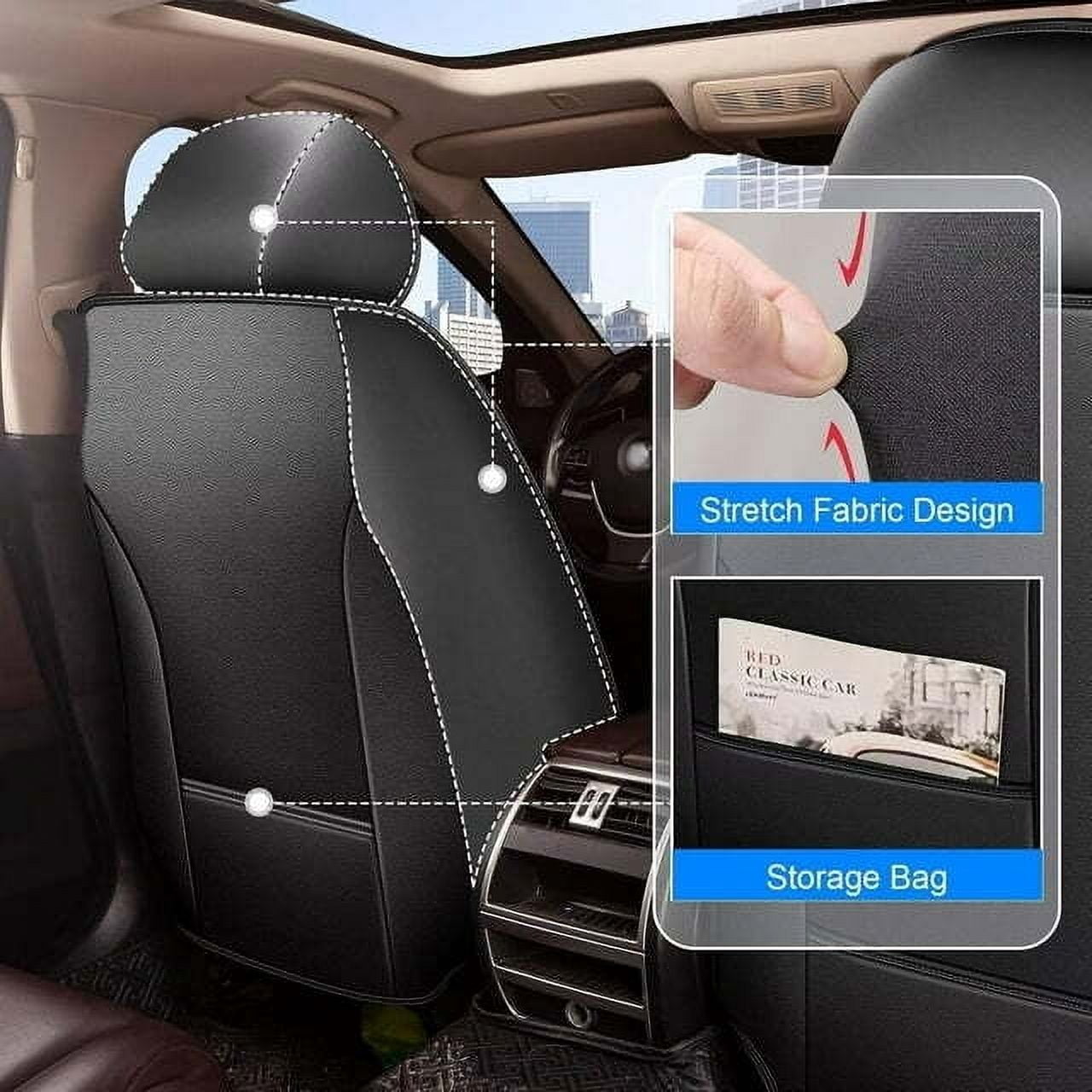 LAONNVIR Full Set Car Seat Covers Fit for Toyota RAV4 2013-2024 2025 Breathable Leather Seat Covers Waterproof Automotive Seat Cushion Protectors(Black,5Seats)
