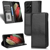 Luxury PU Leather Wallet For Galaxy S21 Ultra, Folio Premium Leather Phone Case with Kickstand Card Holder Magnetic Flip Shockproof Protective Cover for For Samsung Galaxy S21 Ultra, Black