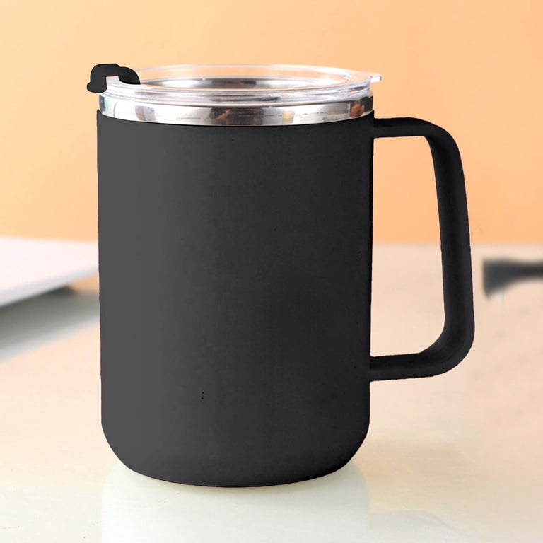 16.91oz 1pc Coffee Mug with Lid, Stainless Steel Coffee Cup, Office Insulated  Coffee Mug with Handle, Travel Coffee Mug - Walmart.com