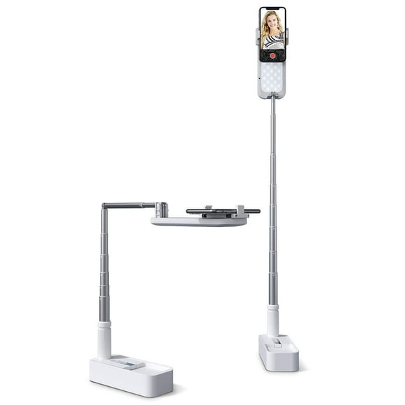Viozon Support de Selfie Extensible Rotation 360 Pieds avec Support de Téléphone, Lumière LED Pliable Sans Fil Rechargeable 7 Luminosités pour Diffusion en Direct/youtube/tiktok