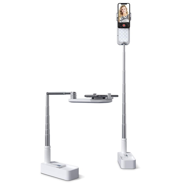Viozon Extendable Selfie Stand 360° Rotation with Phone Holder, Rechargeable Wireless Foldable 7 Brightness LED Light for Live Streaming/YouTube/Tiktok/
