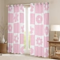 thumbnail image 2 of Homewish Cartoon Pink Flowers Black Out Curtains for Female Men Teens,Retro Vintage Floral Curtains Pack of 2 (42x63 Each),Geometric Grid Buffalo Bedroom Curtains,Microfiber Bedroom Decor, 2 of 6