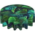 thumbnail image 2 of Hawaiian Exotic Tropical Green Leaves Tablecloth Round Summer Table Cover Washable Polyester Table Cloth for Kitchen Party Picnic Dining Decor 60 Inch, 2 of 6