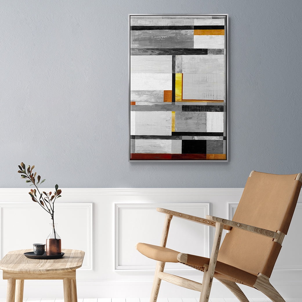 Retro Spectrum V7 Framed Premium Gallery Wrapped Canvas - Ready to Hang - 17 x 25 - Silver Floating Frame