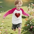 thumbnail image 5 of Girls Glitter Heart Shirt Long Sleeve Pink Top with Raglan Sleeves, Soft Casual T-Shirt for Kids to Big Kids,Size 2 T, 5 of 9