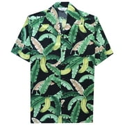 Alvish Hawaiian Shirts for Men 55 Banana Beach Aloha Party Casual Black S