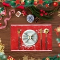 thumbnail image 2 of Evlmd Christmas Placemats, Vinyl Woven Place Mats for Kitchen Table Indoor/Outdoor, Washable Wipeable Dining Blue Placemats Set of 6, 12x18 Inch, 2 of 6
